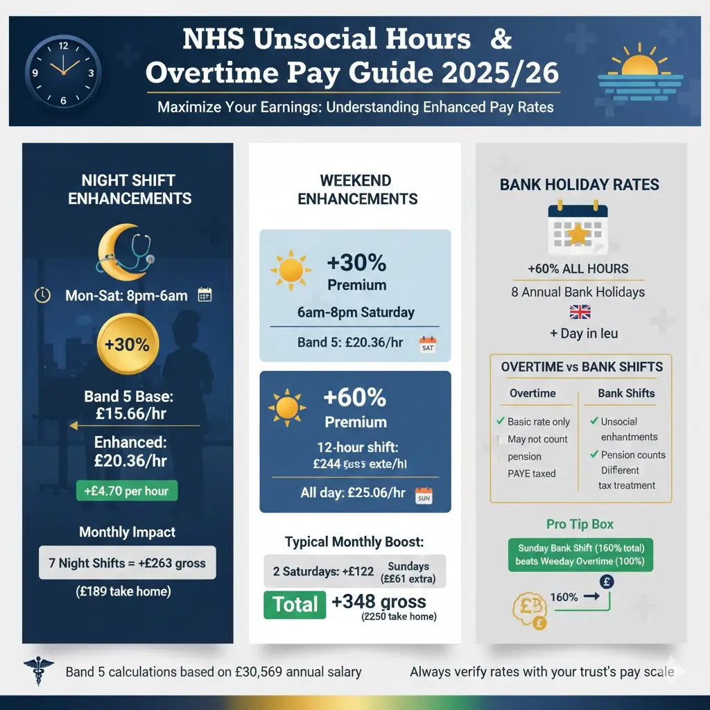 Unsocial hours and overtime pay calculations for NHS staff in 2026/27